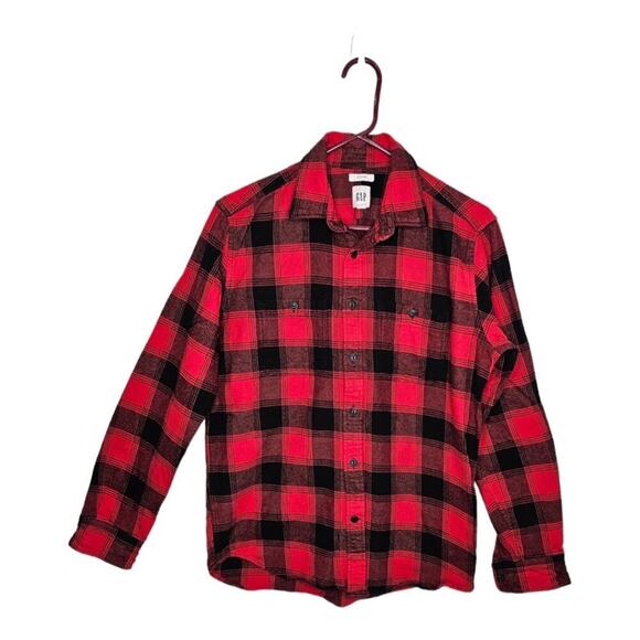 Gap Untucked Buffalo Plaid Long Sleeve Button Up Flannel Shirt Small - Picture 6 of 7